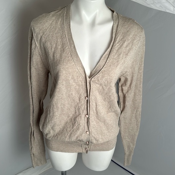 Alexander Wang oatmeal button front long sleeve cardigan M - Picture 1 of 13
